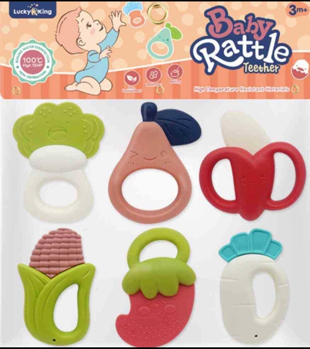 Set de 6 juguetes sonajeros con mordedor