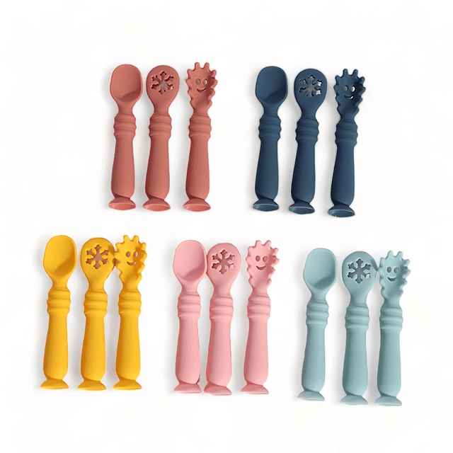 Set de 3 cubiertos de silicona con ventosa