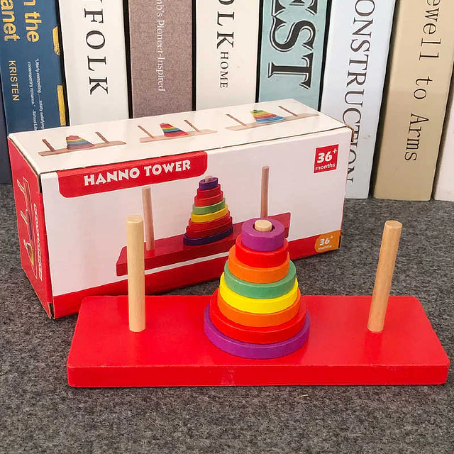 Juguete madera rompecabezas torre de Hanói