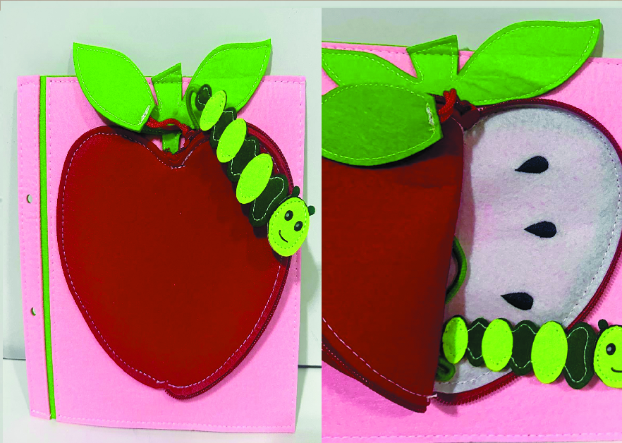 Libro sensorial de tela manzana