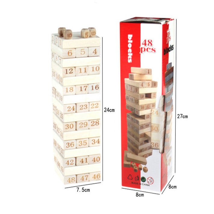 Jenga bloque con números