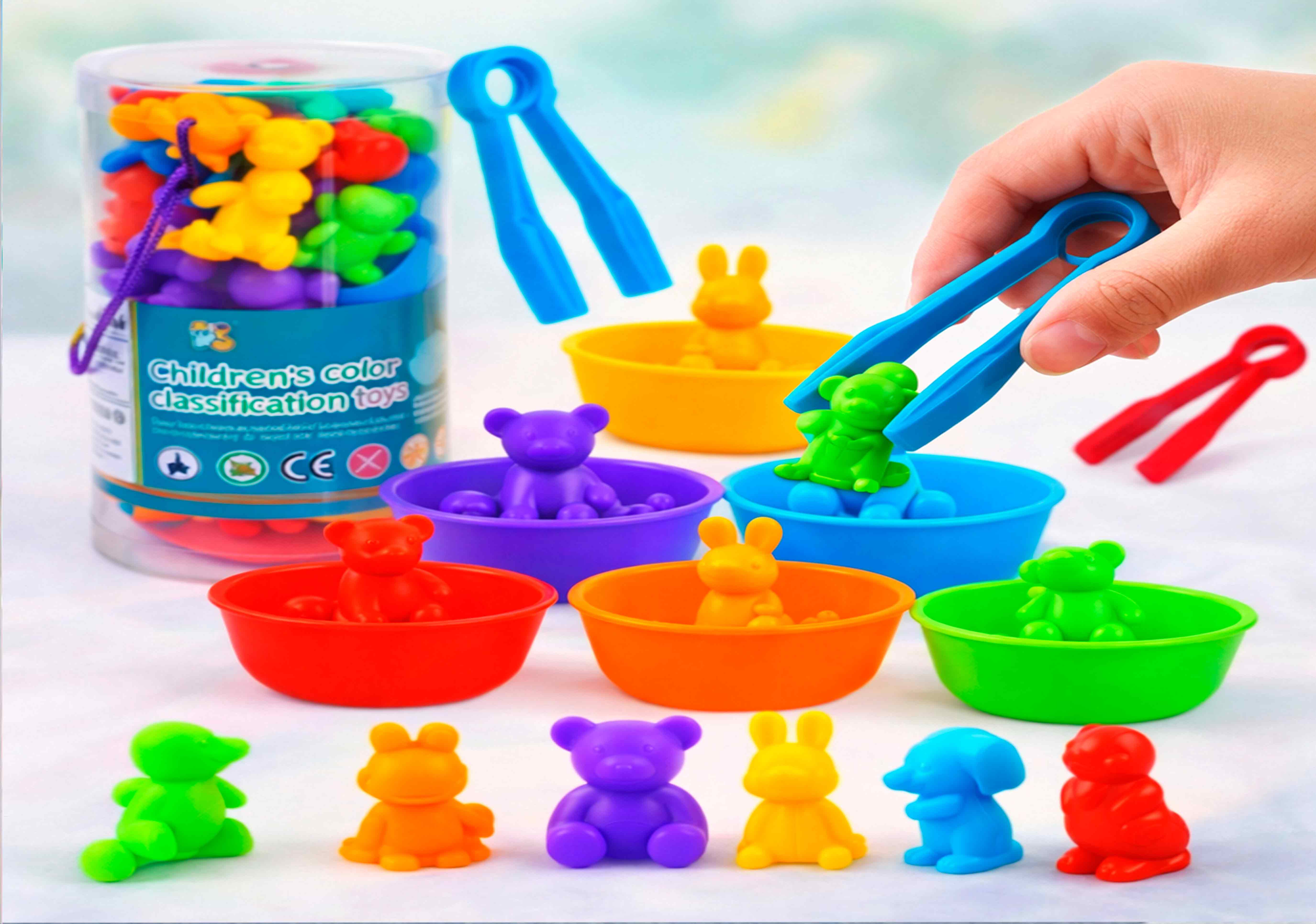 Juego de conteo de clasificación de colores y animales