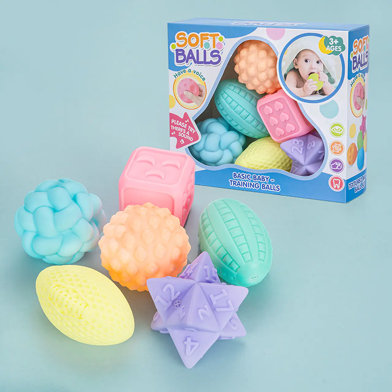 Set de 6 pelotas sensoriales modelo dos