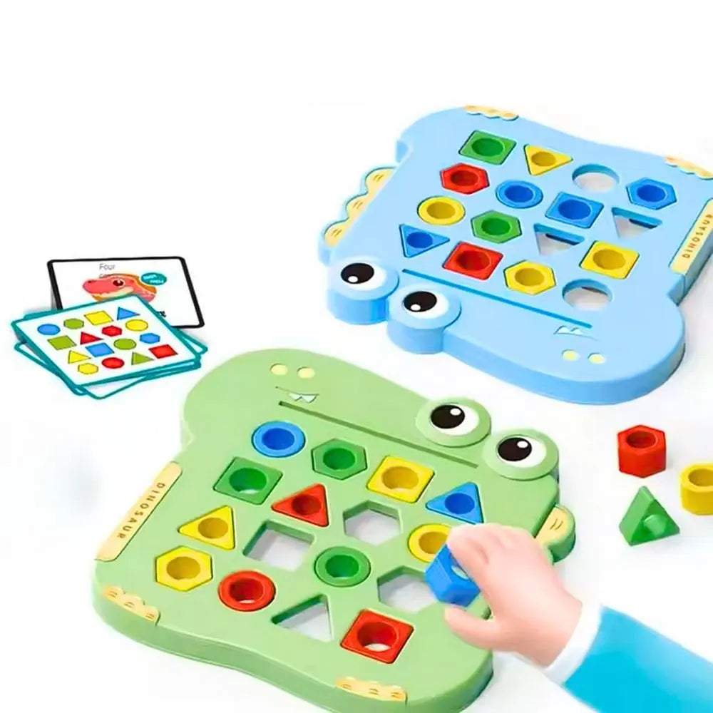 Juego de mesa  montessori de asociación de formas de dinosaurio
